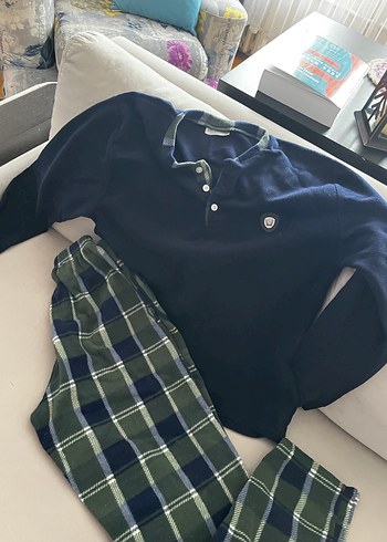 Erkek Koyu Yeşil Düğmeli Pijama Takımı - Görsel 3