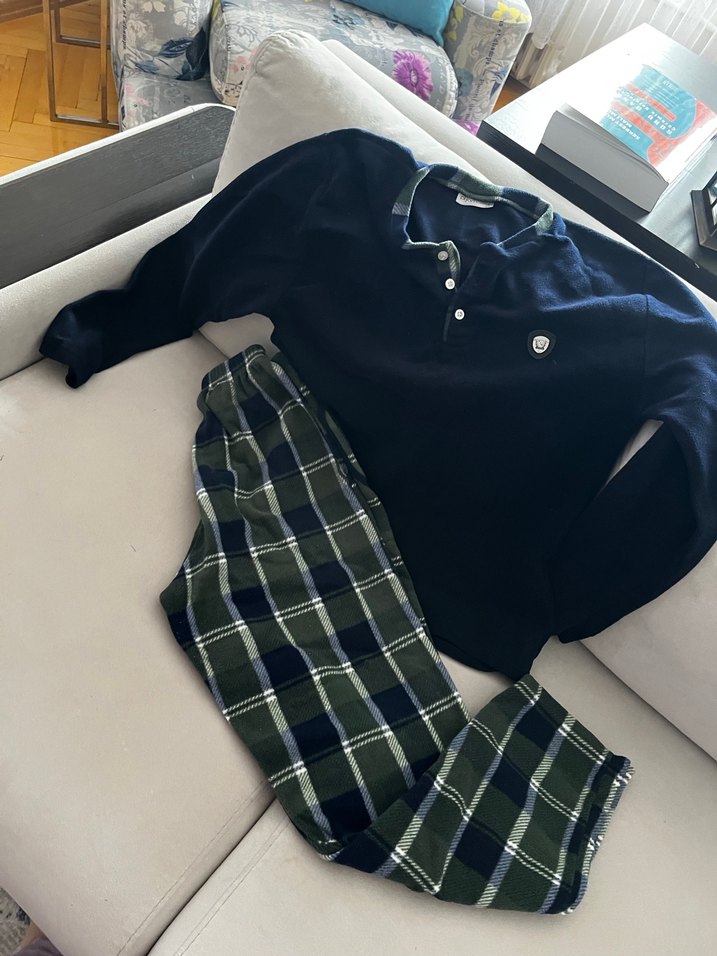 Erkek Koyu Yeşil Düğmeli Pijama Takımı - Görsel 2