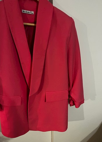 Parlak Pembe Mini Kadın Blazer Ceket - Görsel 2