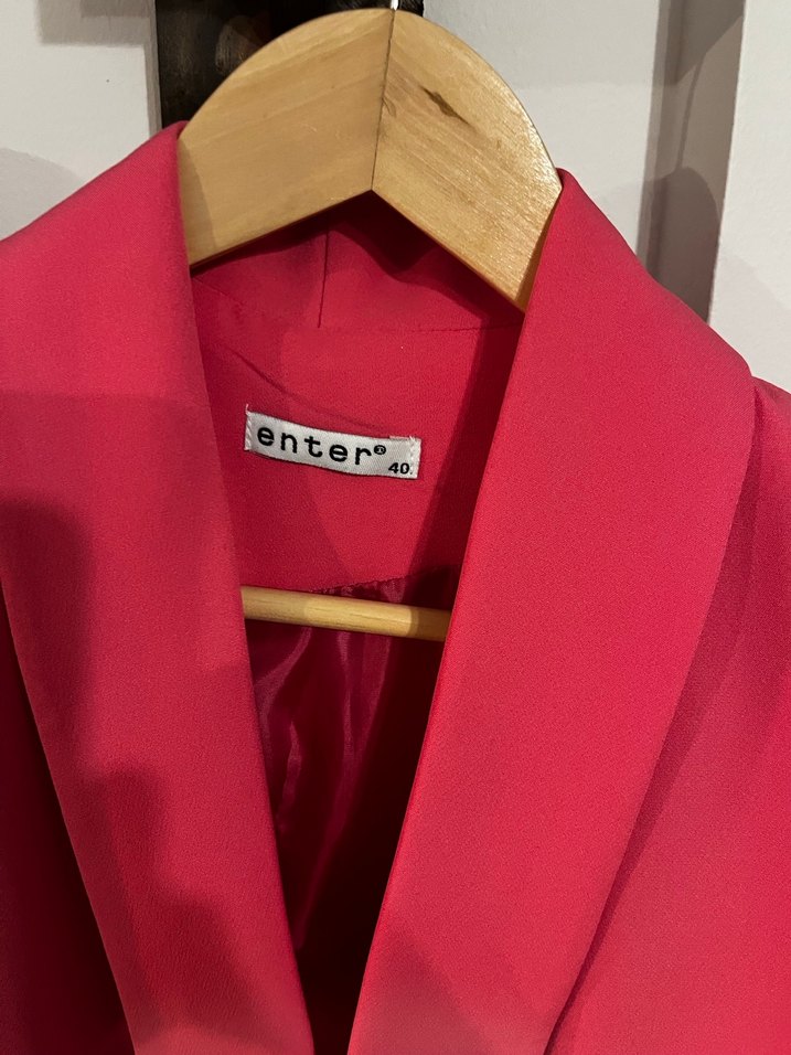 Parlak Pembe Mini Kadın Blazer Ceket - Görsel 5