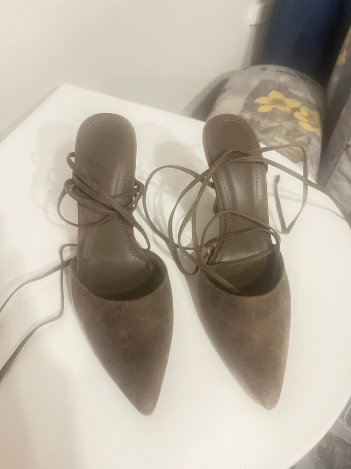 Bej Süet Stiletto Topuklu Kadın Ayakkabı - Görsel 2