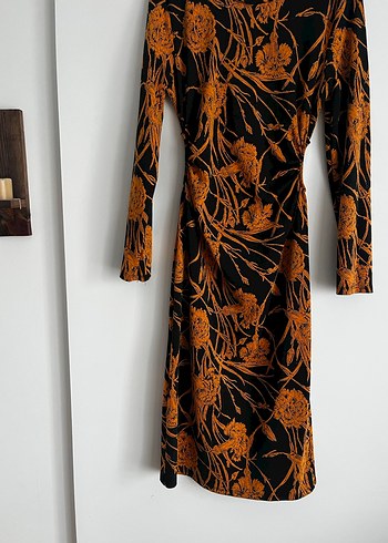 Kahverengi Desenli Uzun Bohem Elbise - Görsel 3