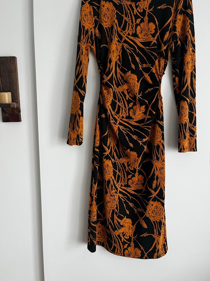 Kahverengi Desenli Uzun Bohem Elbise - Görsel 3