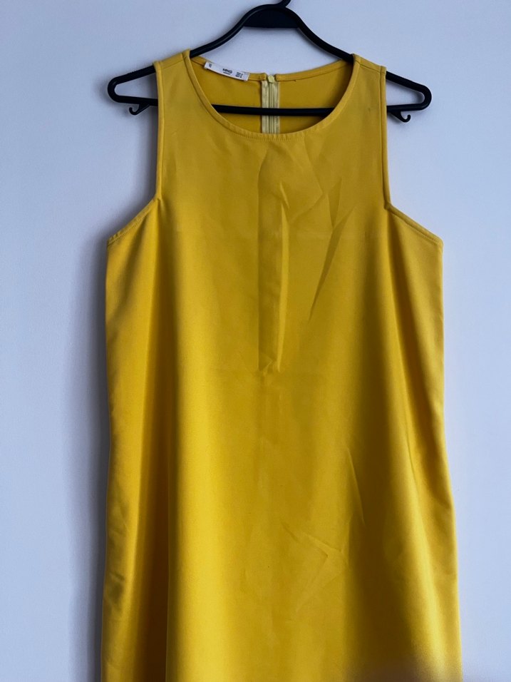 Sarı Midi Askısız Kadın Elbise - Görsel 3