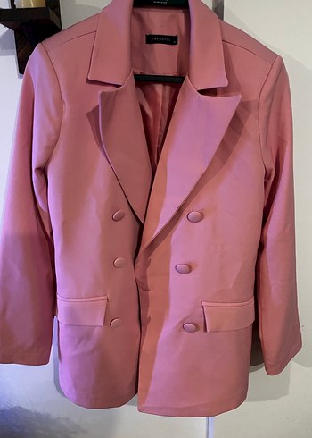 Pembe Düğmeli Kadın Blazer Ceket - Görsel 2