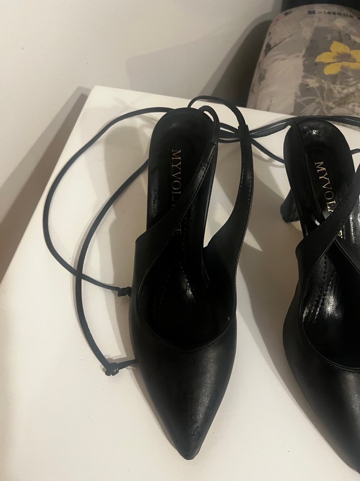 Siyah Yılan Desenli Stiletto Topuklu Kadın Ayakkabı - Görsel 2