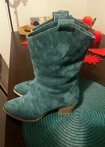 Gri Süet Kadın Dolgu Topuklu Bot - Görsel 4