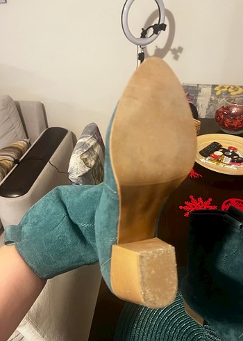 Gri Süet Kadın Dolgu Topuklu Bot - Görsel 7