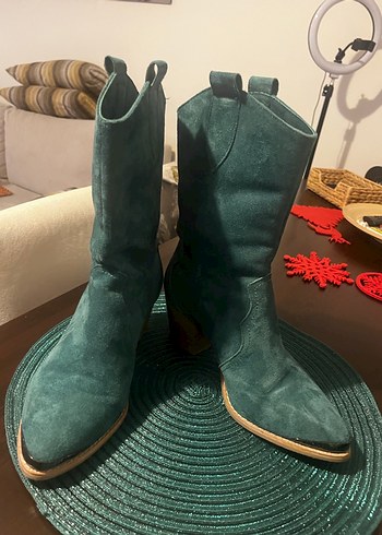 Gri Süet Kadın Dolgu Topuklu Bot - Görsel 9