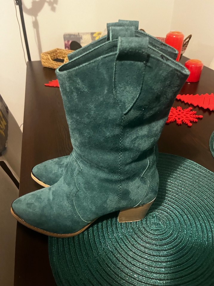 Gri Süet Kadın Dolgu Topuklu Bot - Görsel 4