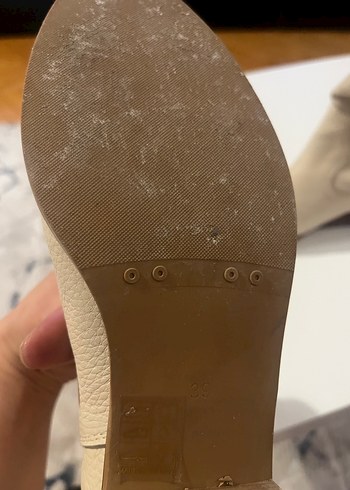 Bej Deri Kadın Botlar, Topuklu, Tokalı - Görsel 6