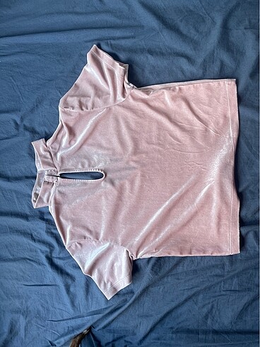 DILVIN Kadife Pembe Crop Coquette