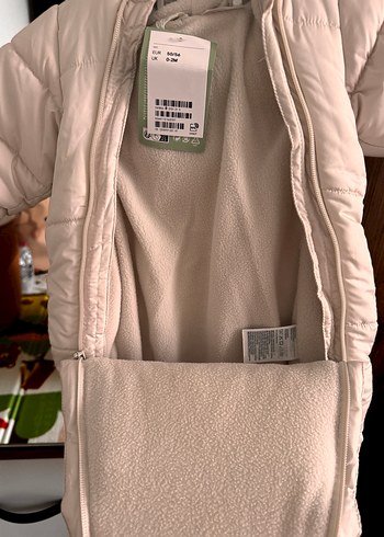 Beyaz Bebek Tulumu, Fermuarlı, Boğazlı Yaka - Görsel 4