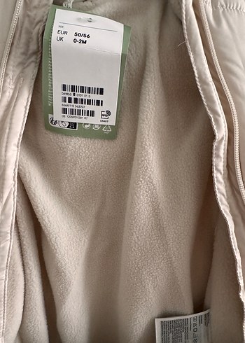 H&M Beyaz Bebek Tulumu, Fermuarlı, Boğazlı Yaka