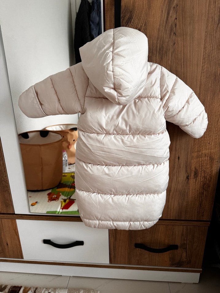 Beyaz Bebek Tulumu, Fermuarlı, Boğazlı Yaka - Görsel 3