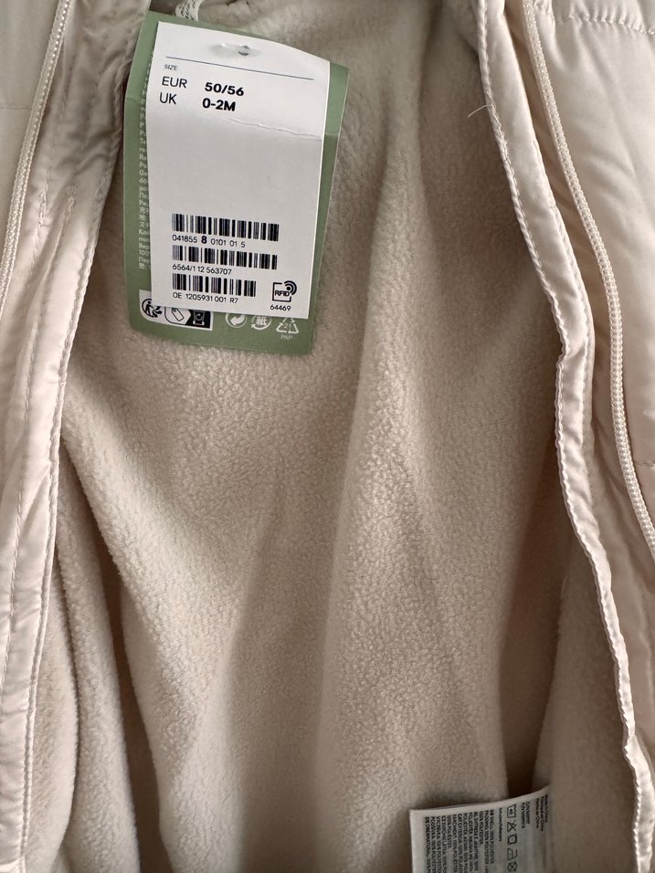 Beyaz Bebek Tulumu, Fermuarlı, Boğazlı Yaka - Görsel 5