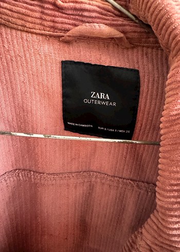 Zara Düğmeli Pembe Kadife Midi Ceket - Görsel 2