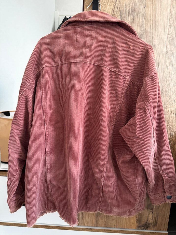 Zara Düğmeli Pembe Kadife Midi Ceket - Görsel 3