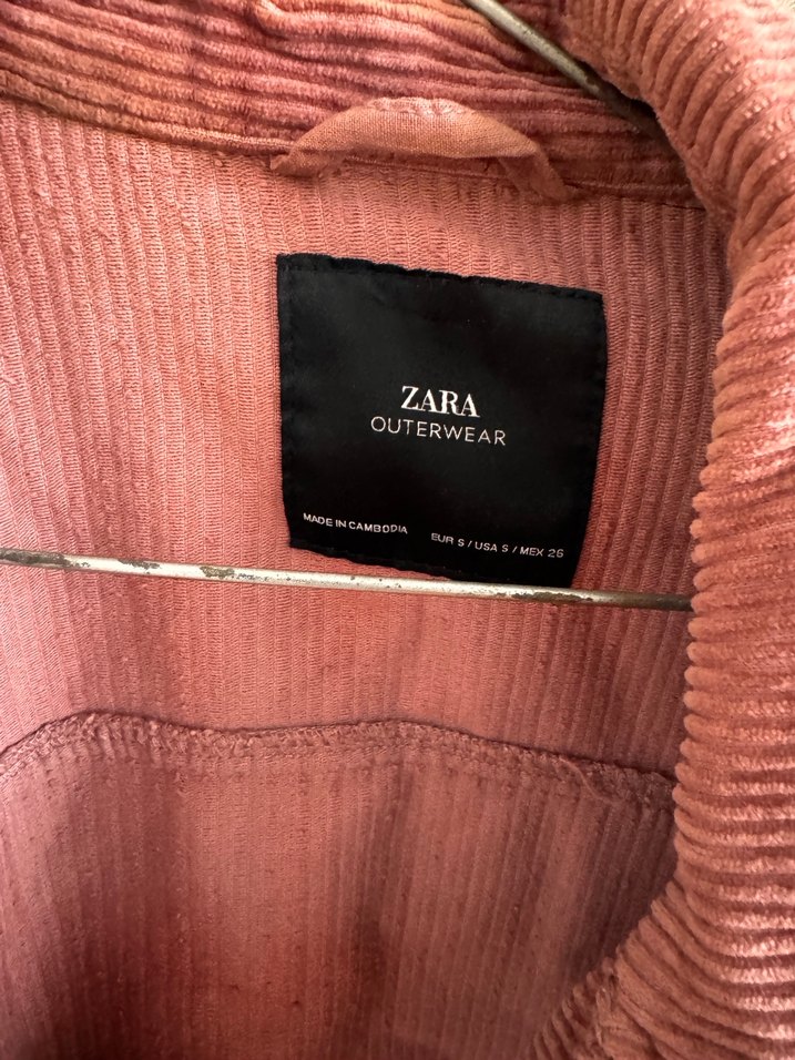 Zara Düğmeli Pembe Kadife Midi Ceket - Görsel 2