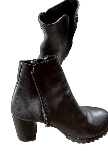 Siyah Deri Gotik Stiletto Topuklu Kadın Bot - Görsel 3