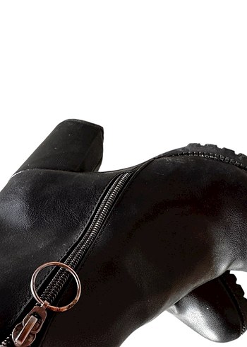 Siyah Deri Gotik Stiletto Topuklu Kadın Bot - Görsel 4