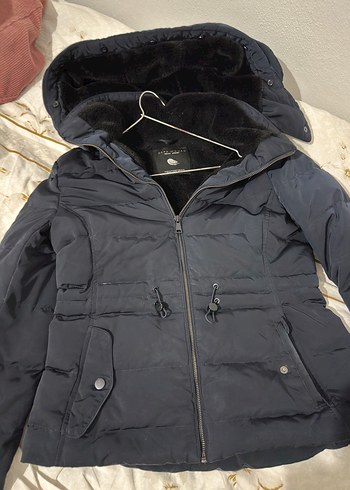 Zara koyu mavi Kapüşonlu Kadın Kışlık Mont - Görsel 5