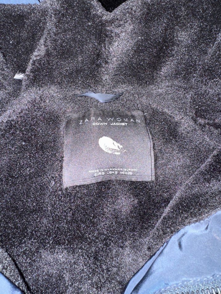 Zara koyu mavi Kapüşonlu Kadın Kışlık Mont - Görsel 4