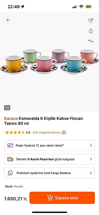  Beden Karaca kahve fincanı