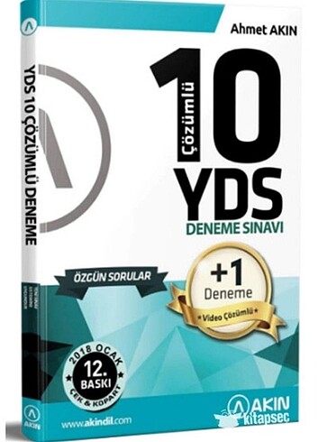 Yds 10 deneme sınavı akın dil yayınları