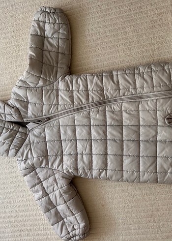 Unısex Gri Fermuarlı Bebek Tulumu