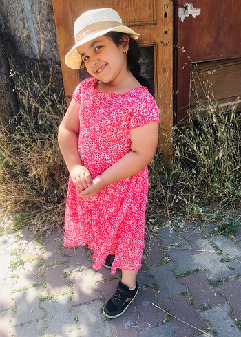 LC Waikiki Kız Çocuk Pembe Kısa Kollu Rahat Elbise