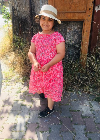 Kız Çocuk Pembe Kısa Kollu Rahat Elbise