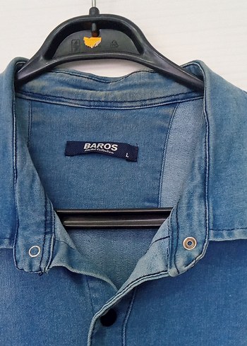 l Beden Düğmeli Mavi Denim Kadın Gömlek