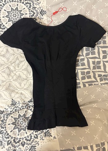 Siyah Bisiklet Yakalı Dar Kesim korse body - Görsel 4