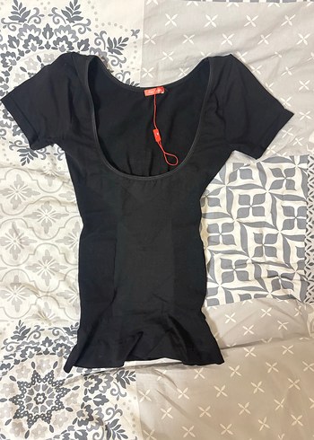 Siyah Bisiklet Yakalı Dar Kesim korse body - Görsel 2