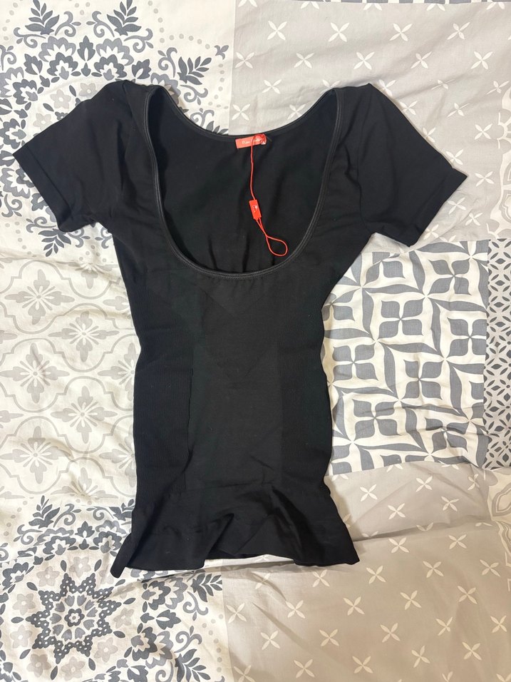 Siyah Bisiklet Yakalı Dar Kesim korse body - Görsel 2