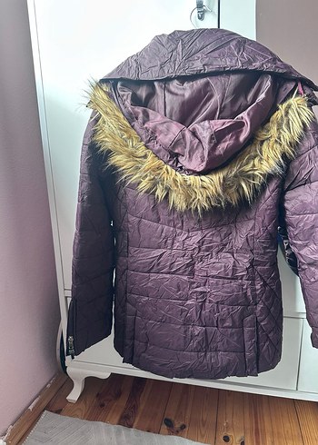 Mor Fermuarlı Kadın Kışlık Mont - Görsel 2
