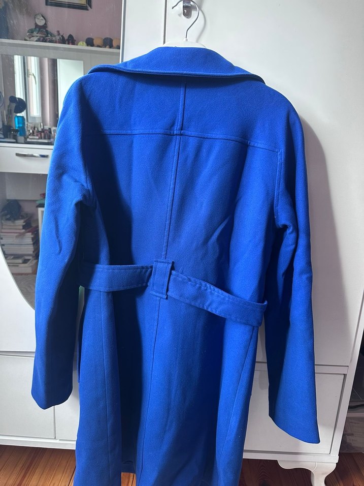 Mavi Kemerli Midi Kadın Kaban - Görsel 2