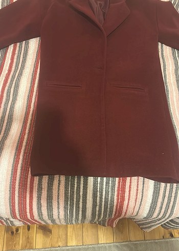 Koton Tek Düğmeli Bordo Kaban - Görsel 4