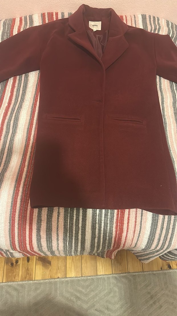 Koton Tek Düğmeli Bordo Kaban - Görsel 4