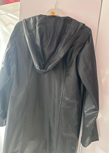 Siyah Midi Deri Kaban - Görsel 2