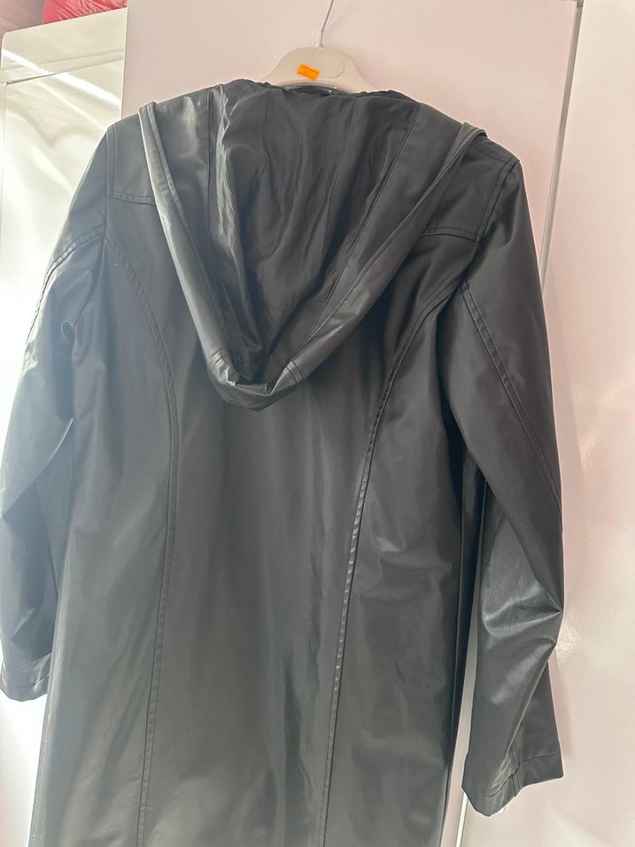 Siyah Midi Deri Kaban - Görsel 2