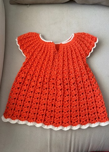 Turuncu Örgü Kız Elbisesi - Görsel 2