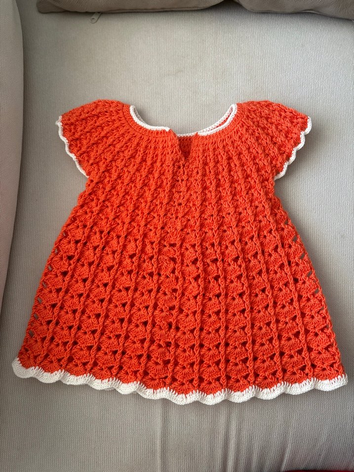 Turuncu Örgü Kız Elbisesi - Görsel 2