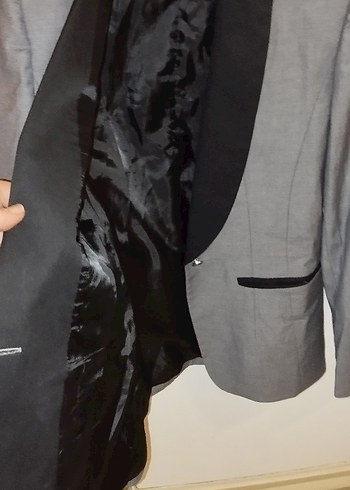 Gri Düğmeli Erkek Takım Elbise Ceket - Görsel 3