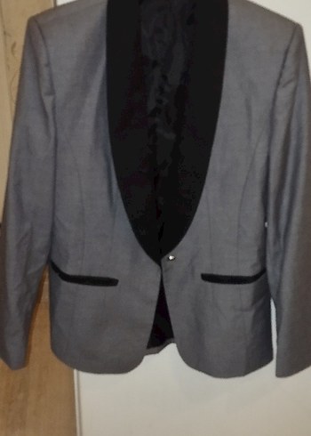 Gri Düğmeli Erkek Takım Elbise Ceket - Görsel 2