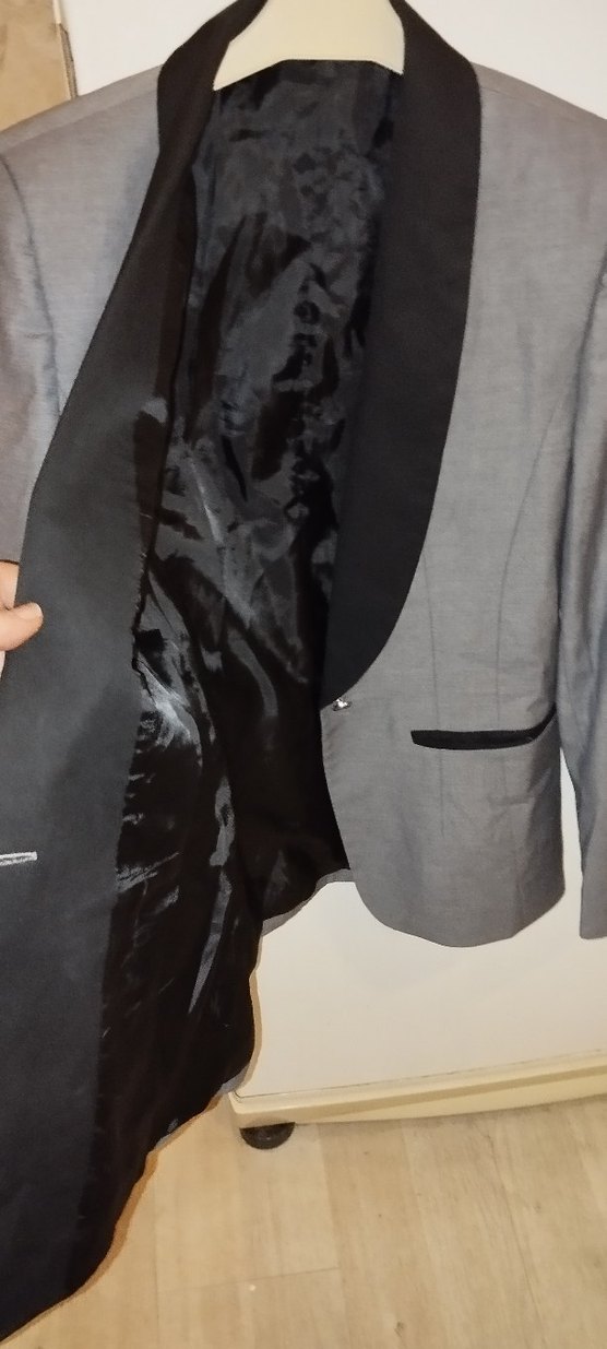 Gri Düğmeli Erkek Takım Elbise Ceket - Görsel 3