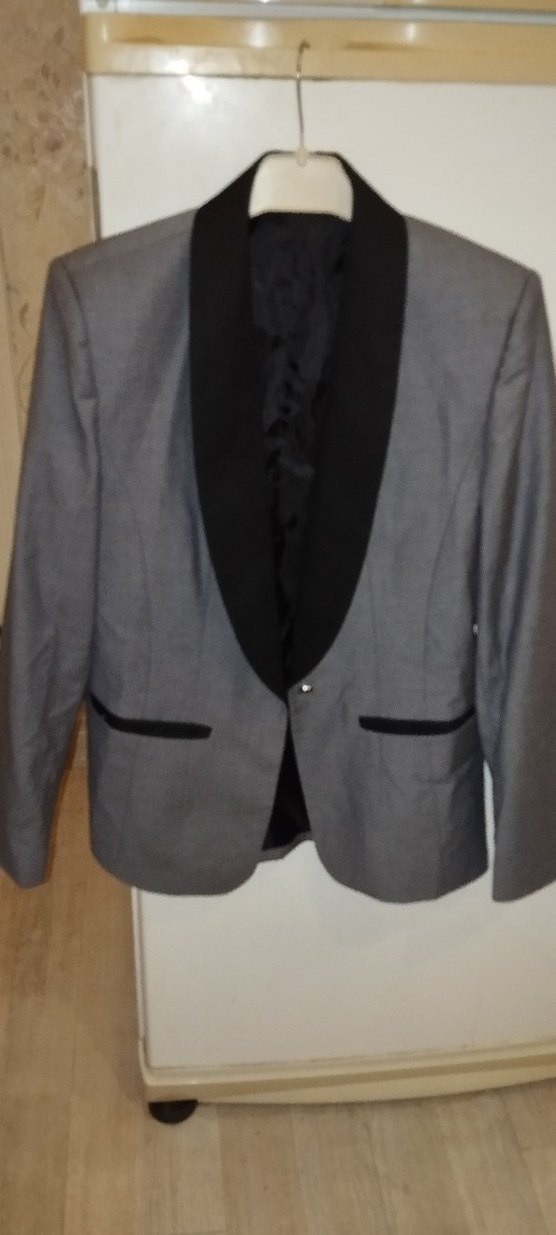 Gri Düğmeli Erkek Takım Elbise Ceket - Görsel 2