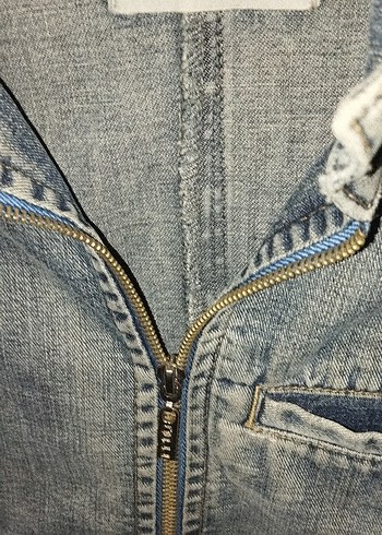 Gri Kadın Denim Ceket, Düğmeli, İnce Kesim - Görsel 6