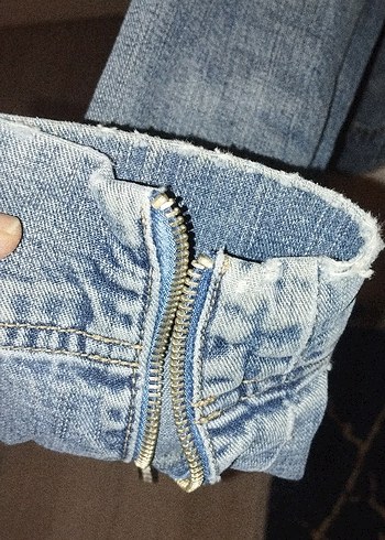 Gri Kadın Denim Ceket, Düğmeli, İnce Kesim - Görsel 2